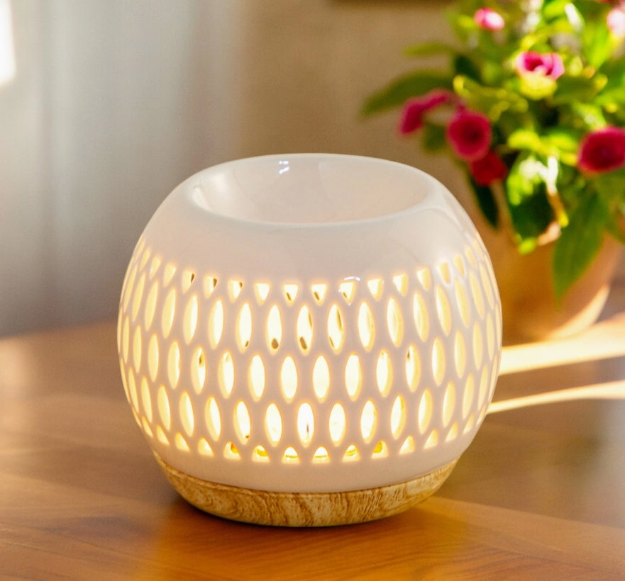 Quemador redondo con base de madera