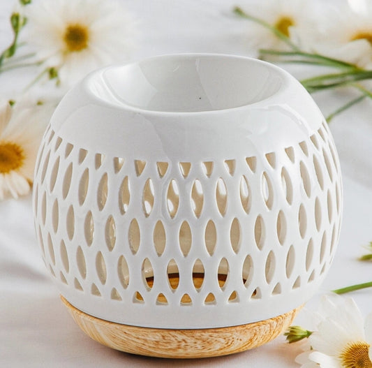 Quemador redondo con base de madera