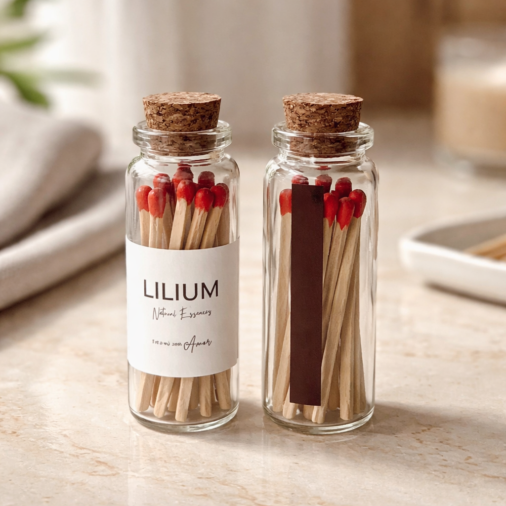Bote de Cristal con Cerillas — Accesorio elegante para velas